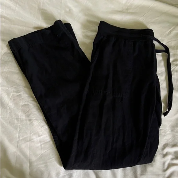 Caslon Linen Blend Black Straight Wide Leg Women's Pants Size XS - Picture 5 of 12